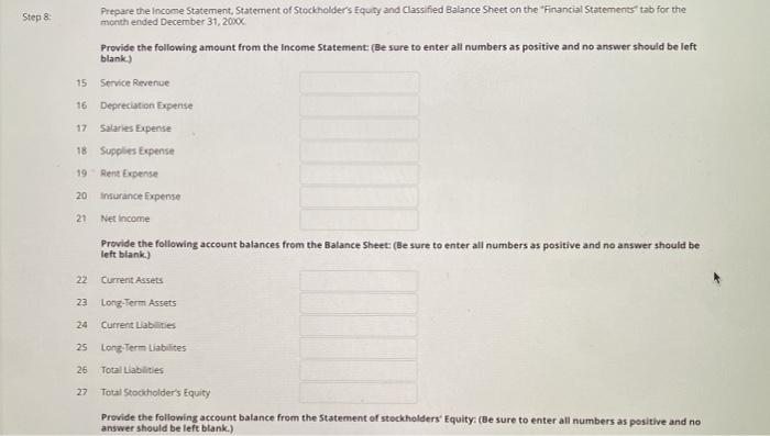 as appropriate: Cash Accounts Receivable Supplies Prepaid Insurance Equipment Land Accumulated Depreciation