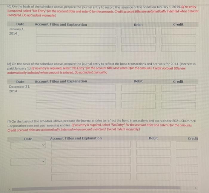 reflects the issuance of 10-year bonds by Shamrock Corporation on January 1,