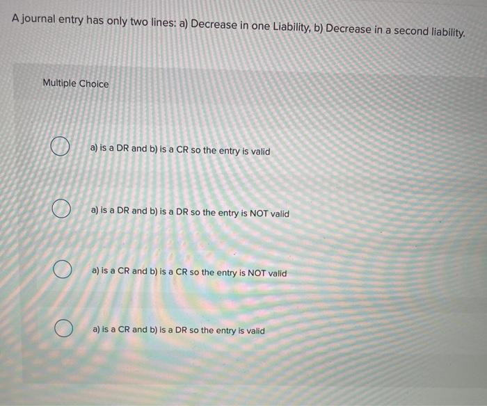 b) is a CR so the entry is NOT valid a) is