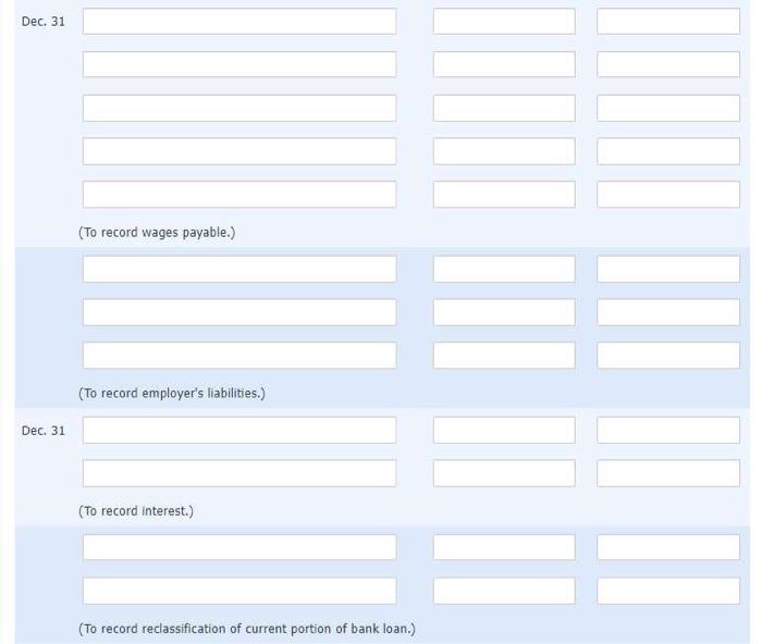 December 31 year end, had the following transactions in December 2020 and