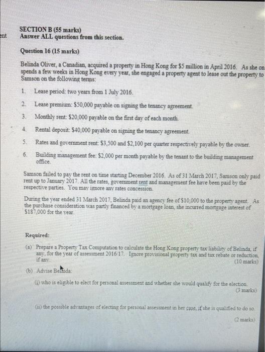  ent SECTION B (55 marks) Answer ALL questions from this section.