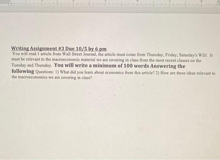  Writing Assignment #3 Due 10/5 by 6 pm You will read