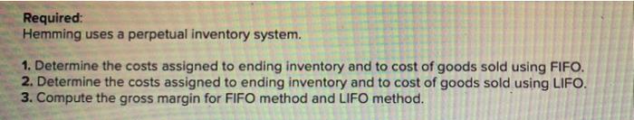 information applies to the questions displayed below.] Hemming Co. reported the following