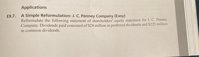  Applications E9.7. A Simple Reformulation: J. C. Penney Company (Easy) Reformulate