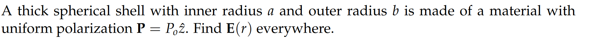 A thick spherical shell with inner radius a and outer radius