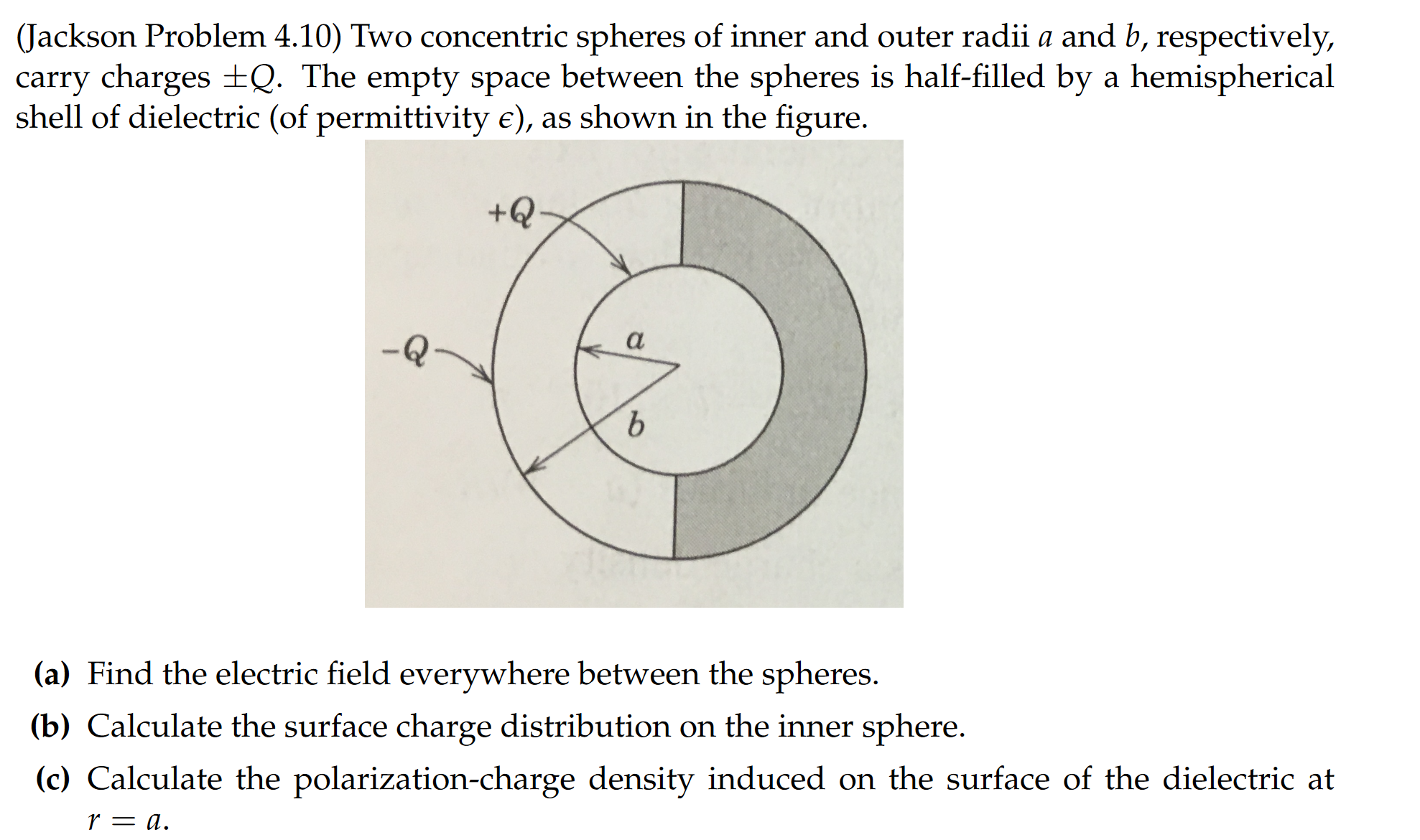(Jackson Problem 4.10) Two concentric spheres of inner and outer radii
