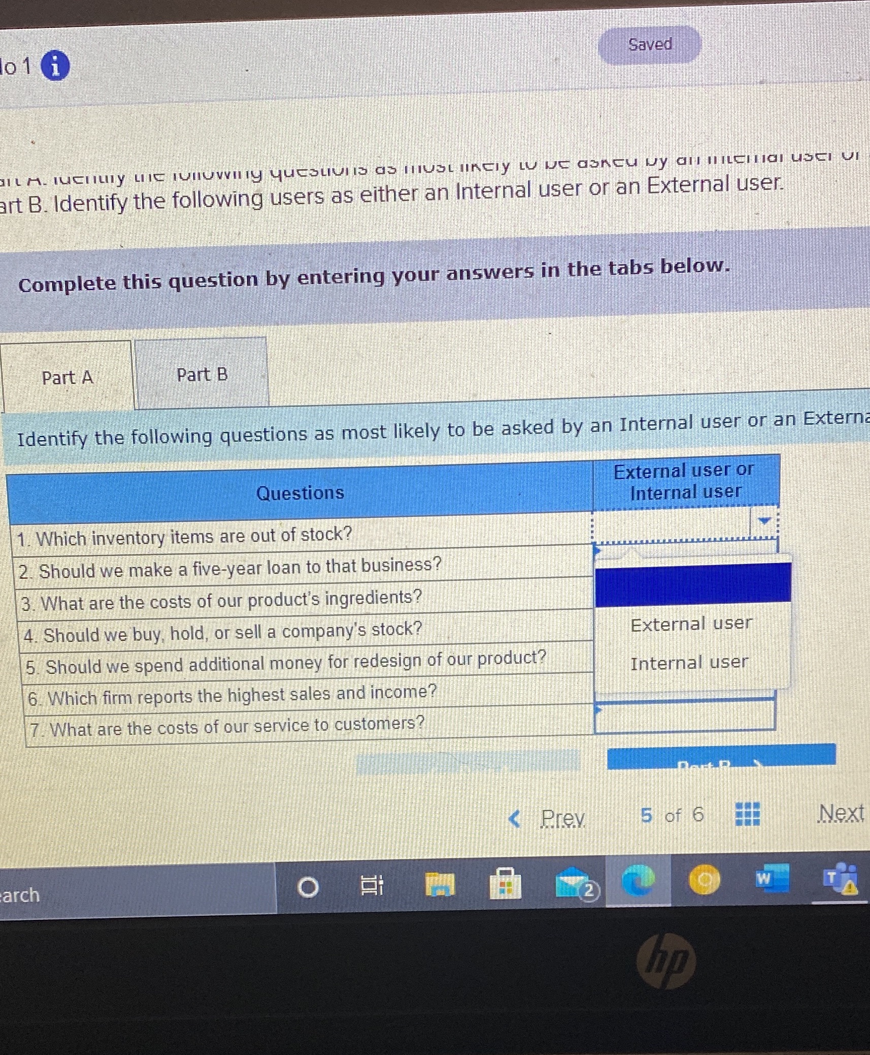 Part A internal or external users 01 i Saved BIL A. IUCHILLY