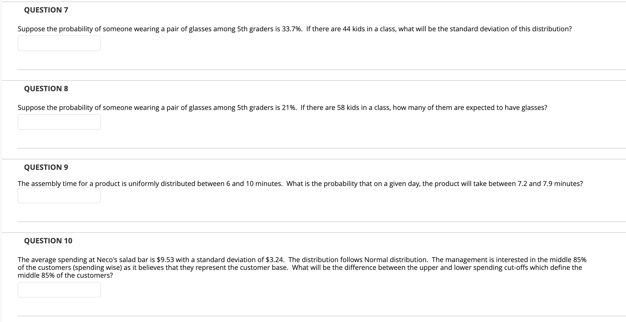 Neco's salad bar is $9.9 with a standard deviation of $2.68. The