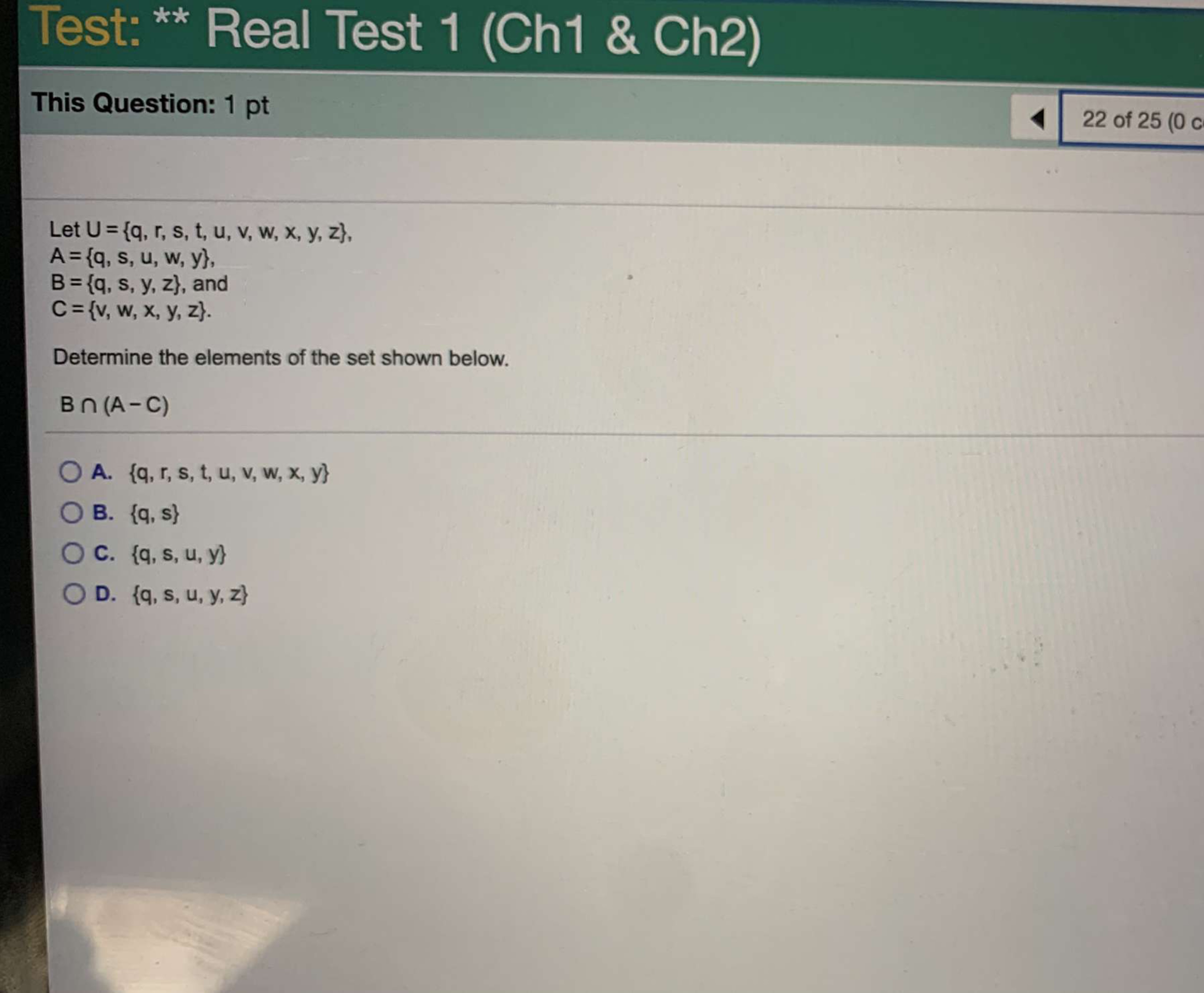 Help please !!! Please help Test: ** Real Test 1 (Ch1 &