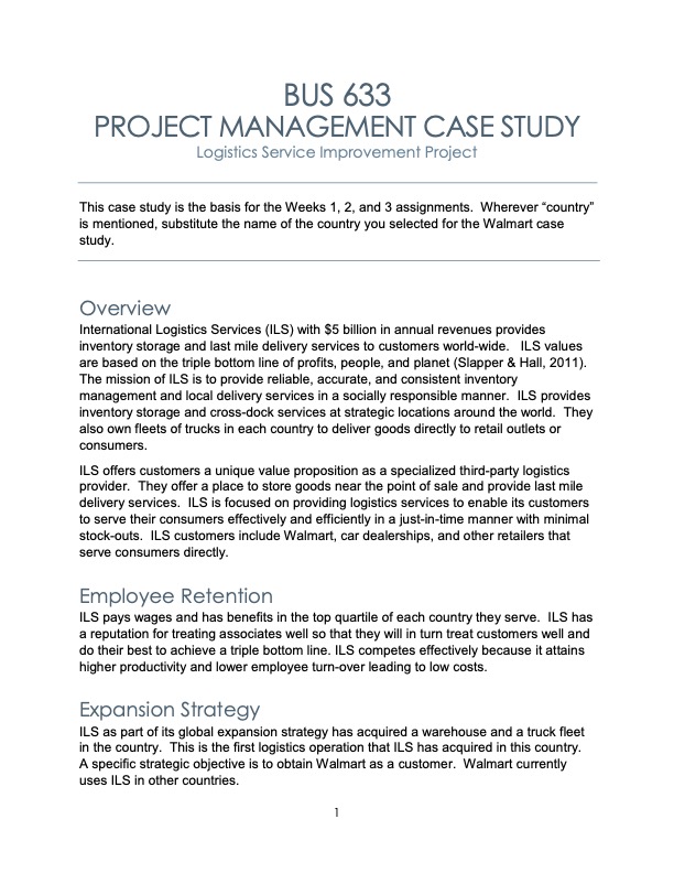 management case study) has returned from a meeting with Walmart. Walmart and