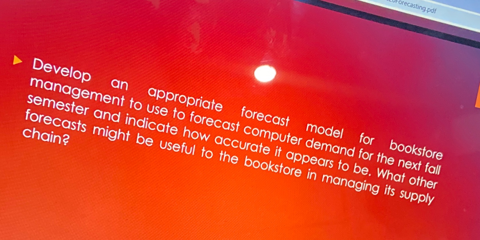  Forecasting.pdf D Develop an appropriate forecast model for bookstore management to