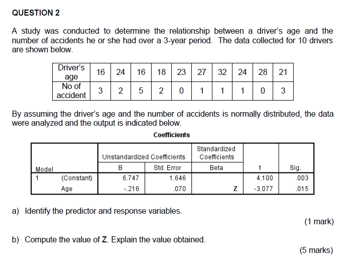 please answer all question. QUESTION 2 A study was conducted to determine