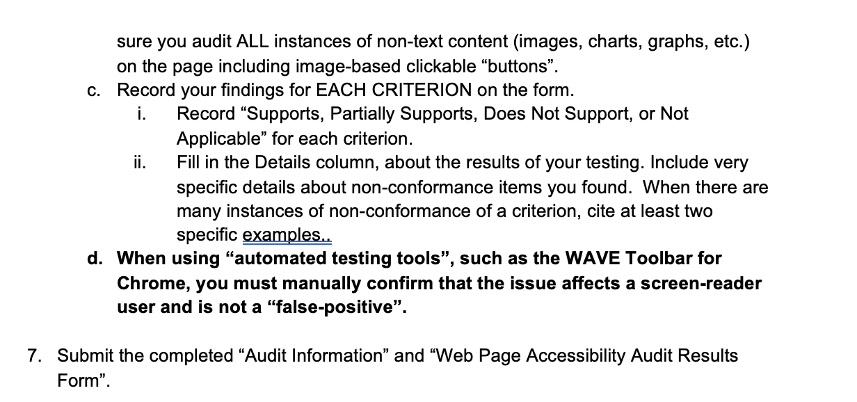 the accessibility conformance of several pages of a website 1. Select a