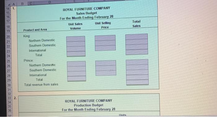 22-28 Sales, production, direct materials purchases, and direct labor cost budgets The