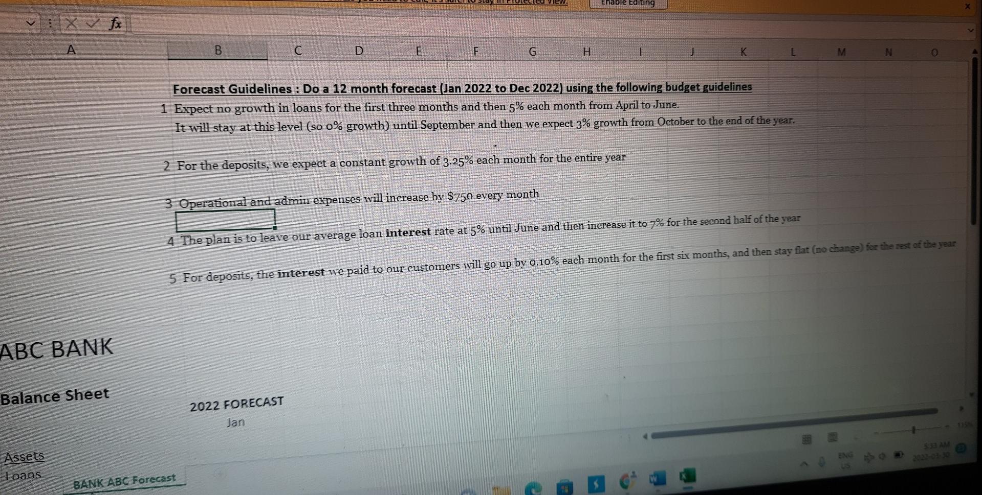  Enable Editing XV fx B C D E F G H