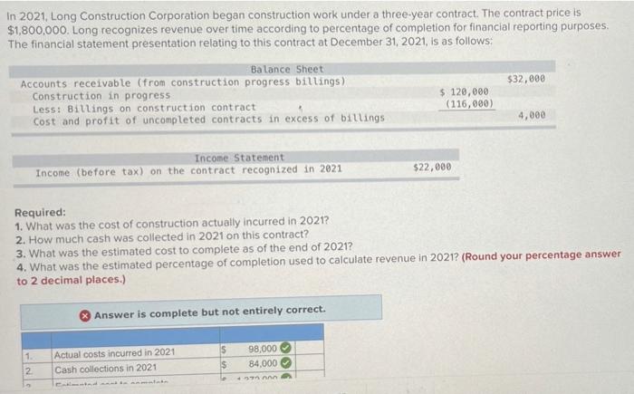 pls show work step by step In 2021, Long Construction Corporation began
