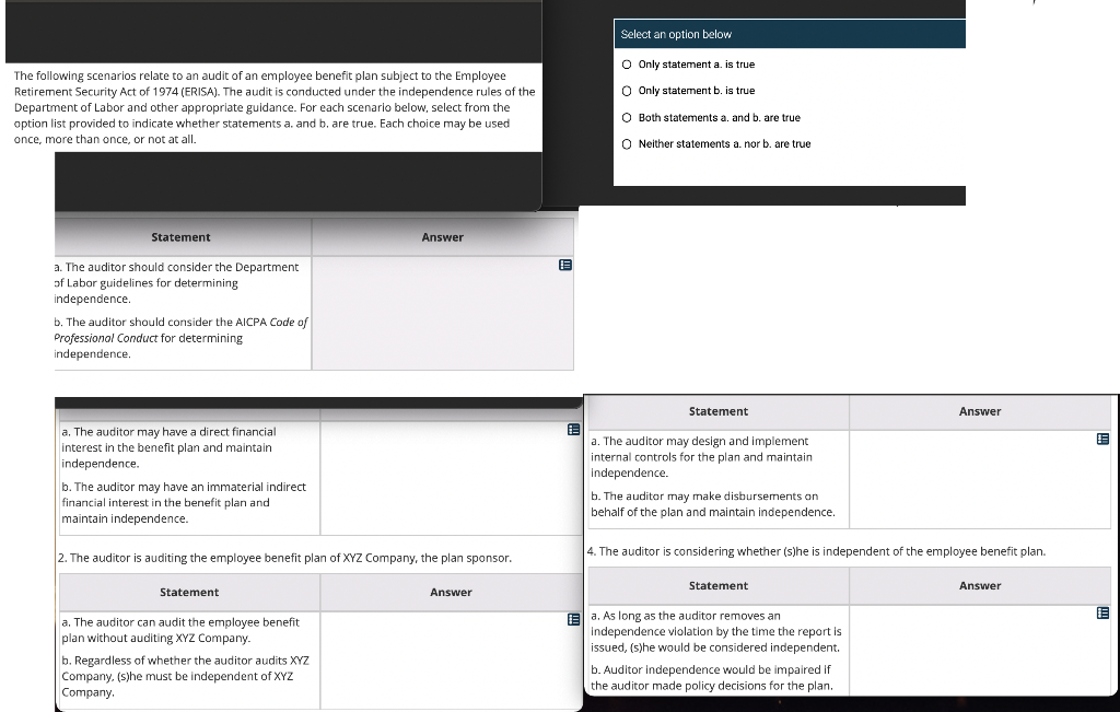  Top Right Is The Answer Options For All Select an option