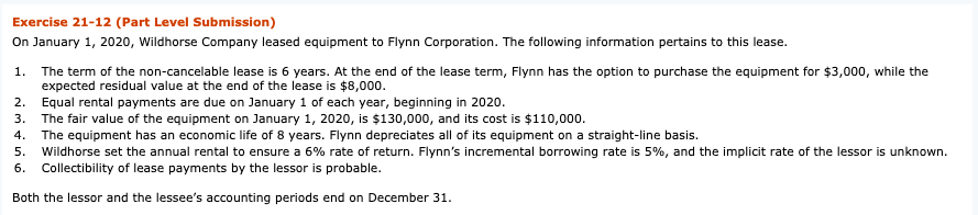 Please post your work notes. thanks! 1. Exercise 21-12 (Part Level Submission)