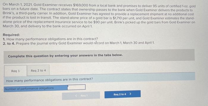 please show work steo by step On March 1, 2021. Gold Examiner