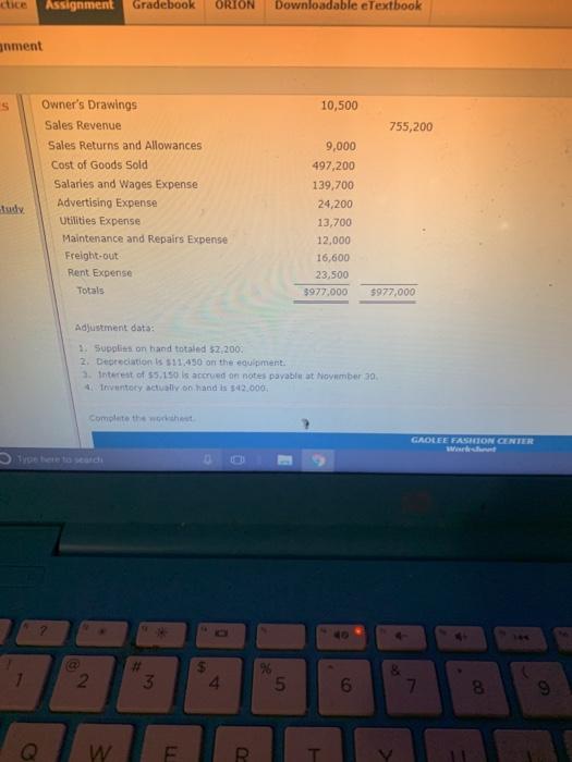 eTextbook ignment CES GAULLETROTVICENTER Trial Balance November 30, 2017 Debit Credit $