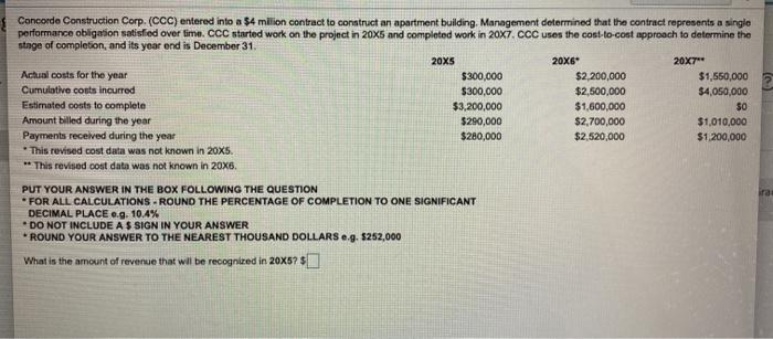  Concorde Construction Corp. (CCC) entered into a $4 milion contract to