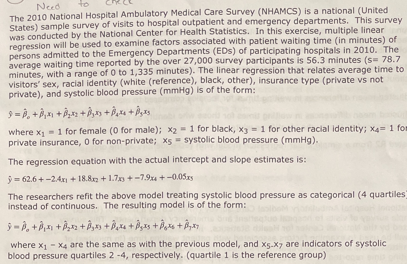 The p value from the partial go test for systolic blood pressure