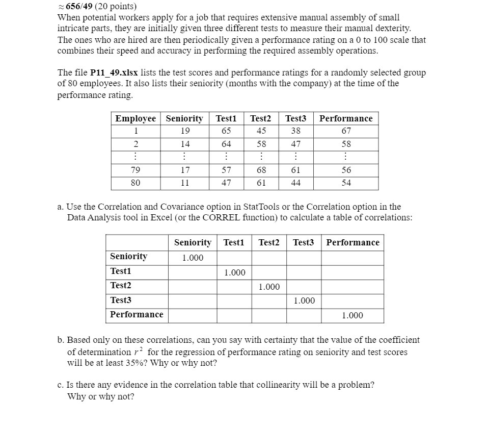  ~ 656/49 (20 points) When potential workers apply for a job