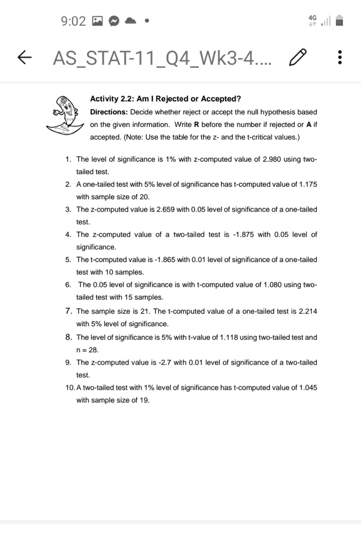 region for each hypothesis test based on the information given. 1. Ho: