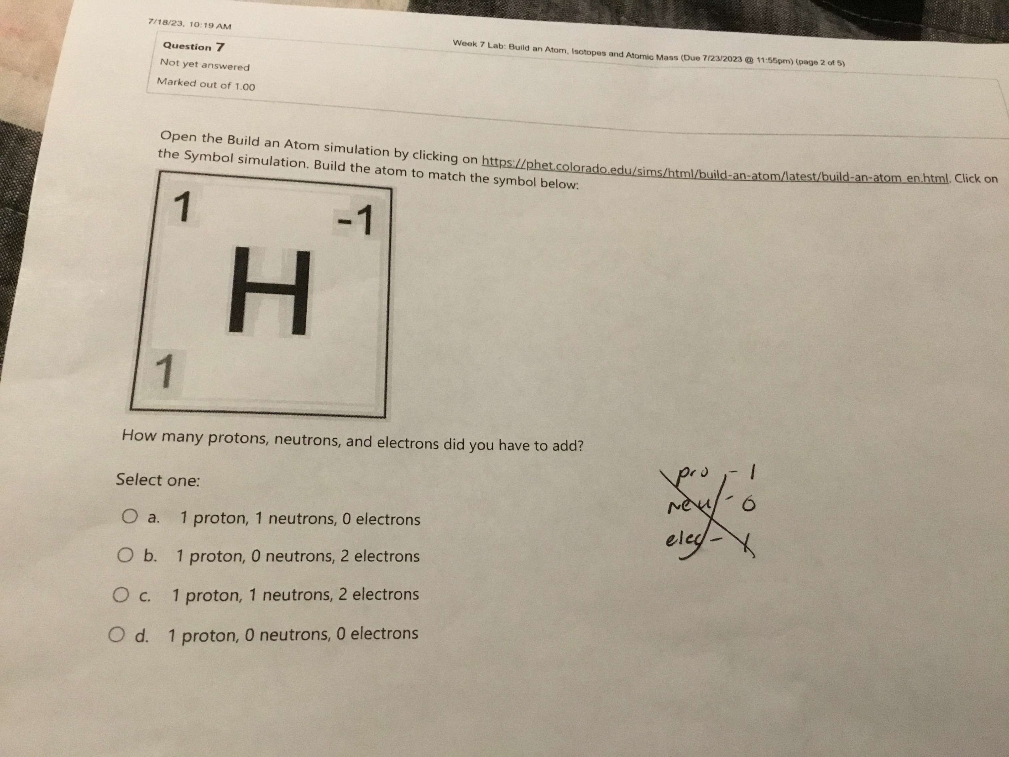 7/18/23, 10:19 AM Week 7 Lab: Build an Atom, Isotopes and