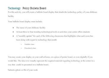  Technology Policy Bulletin Board For the activity. you will create a