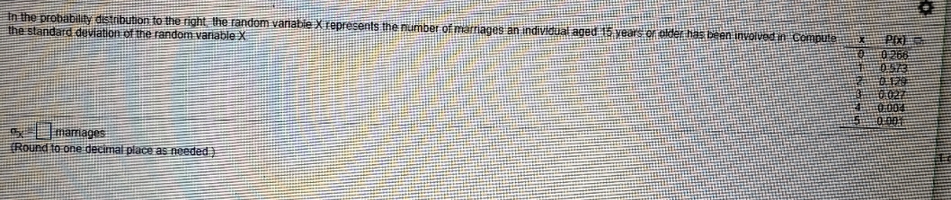 in the probability distribution to the right the random variable X represents