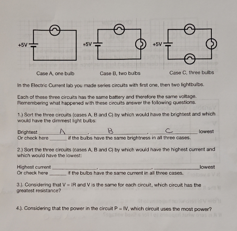 thanks +5V +5V +5V Case A, one bulb Case B, two bulbs