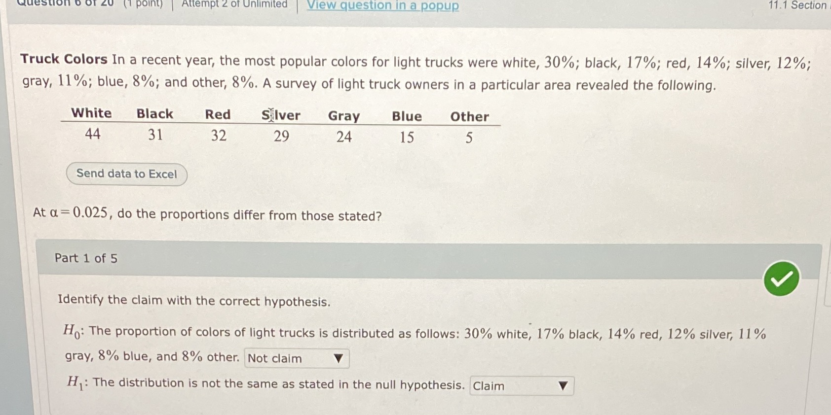 Compute the test value. Question b (1 point) Attempt 2 of Unlimited
