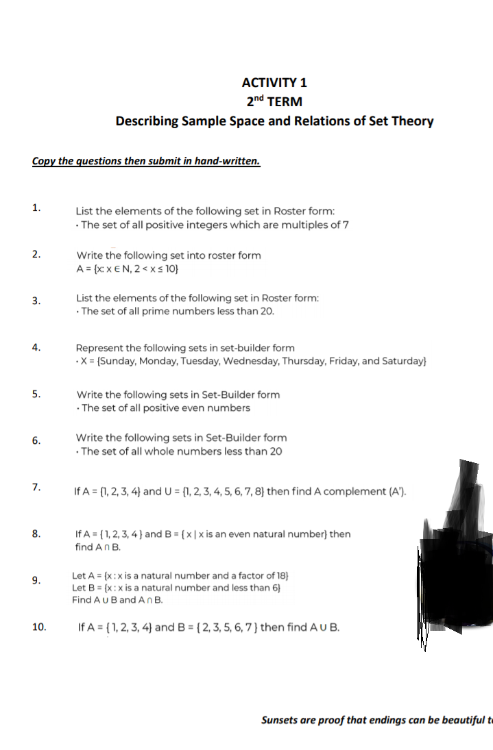 Please help me answer this activity about statistical analysis ACTIVITY 1 2nd