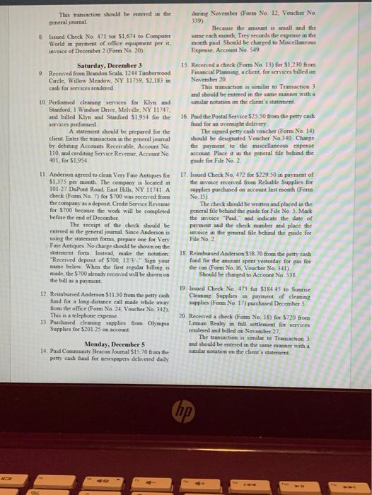 30, 20- Account Debit Account Number Balance Cash 101 $23,529.07 Petty Cash