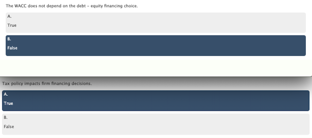 please check my answer for these two MC: 1) The WACC does