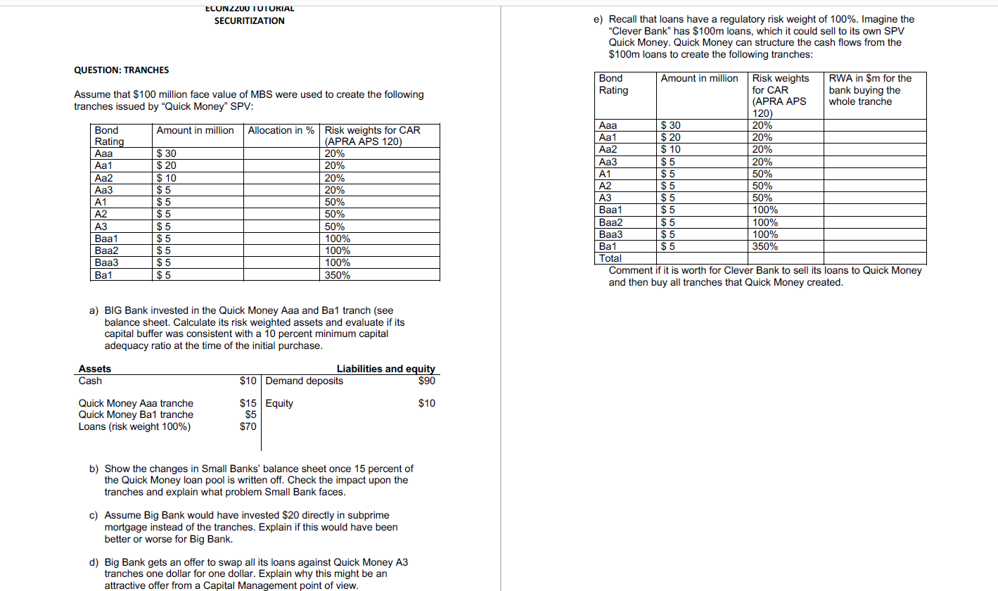 **IMPORTANT NOTE: I have uploaded the necessary Securitization Tutorial 10 PDF required