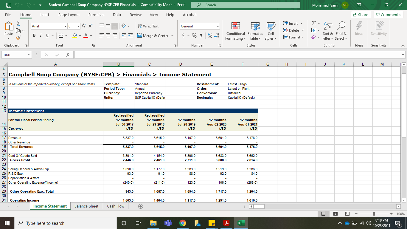 Using the same stock prices above and using the shares outstanding