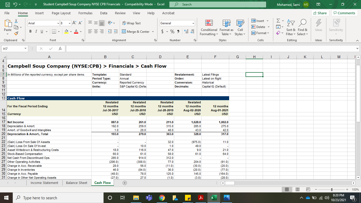 Layout Formulas Data Review View Help Acrobat Share Comments X Insert Arial