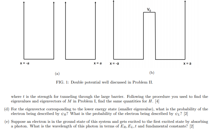 1. (a) Draw the ground state wavefunction, vr (right) and UL (left),