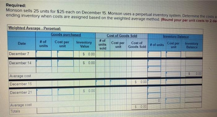 units for $25 each. Purchases on December 7 Purchases on December 14
