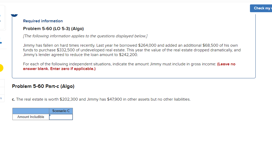 Check my Required information Problem 5-60 (LO 5-3) (Algo) [The following