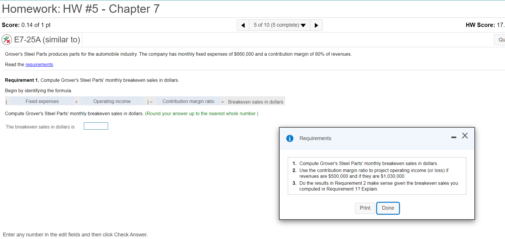 Each remaining part please Homework: HW #5 - Chapter 7 Score: