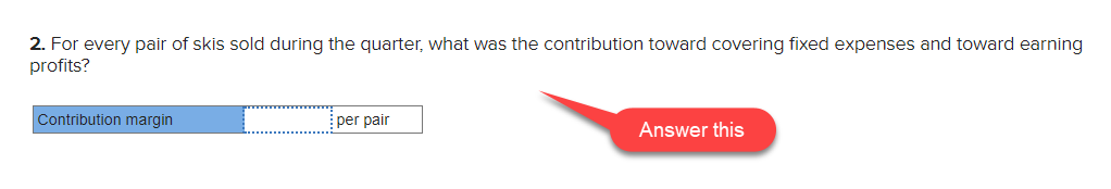 income statement for the company's Ski department for a recent quarter: THE