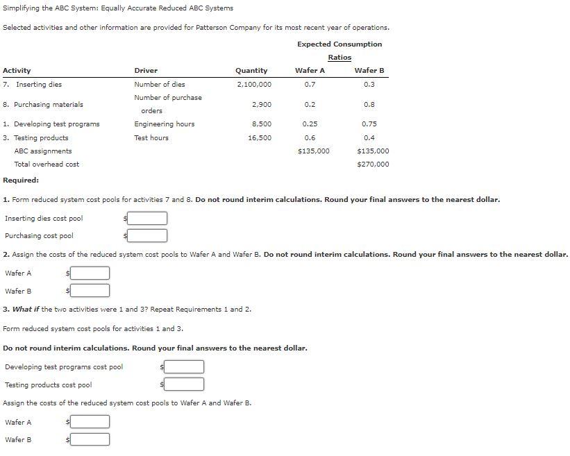  Simplifying the ABC System: Equally Accurate Reduced ABC Systems Selected activities