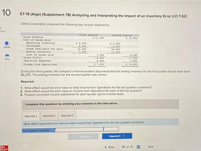  10 E7-19 (Algo) (Supplement 78) Analyzing and Interpreting the Impact of