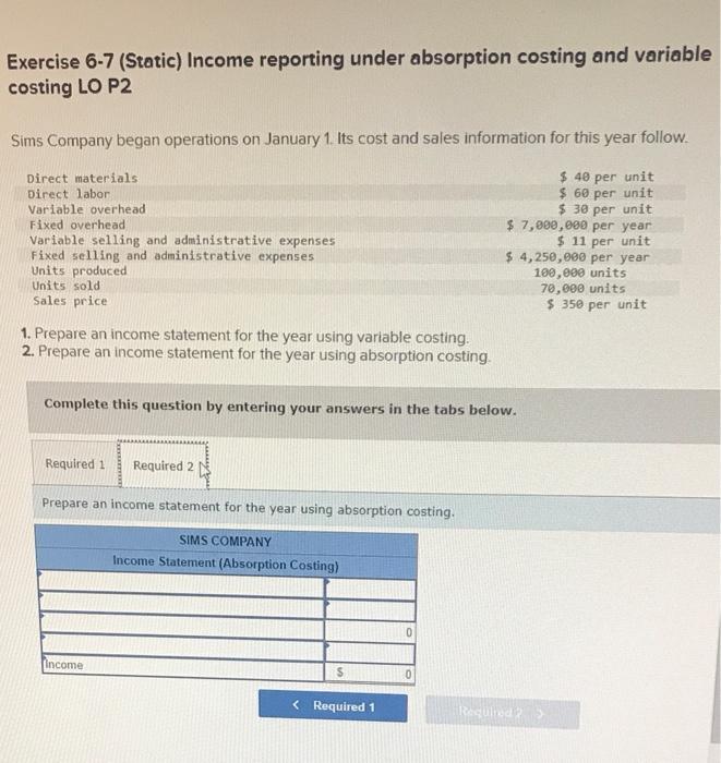 LO P2 Sims Company began operations on January 1 Its cost and