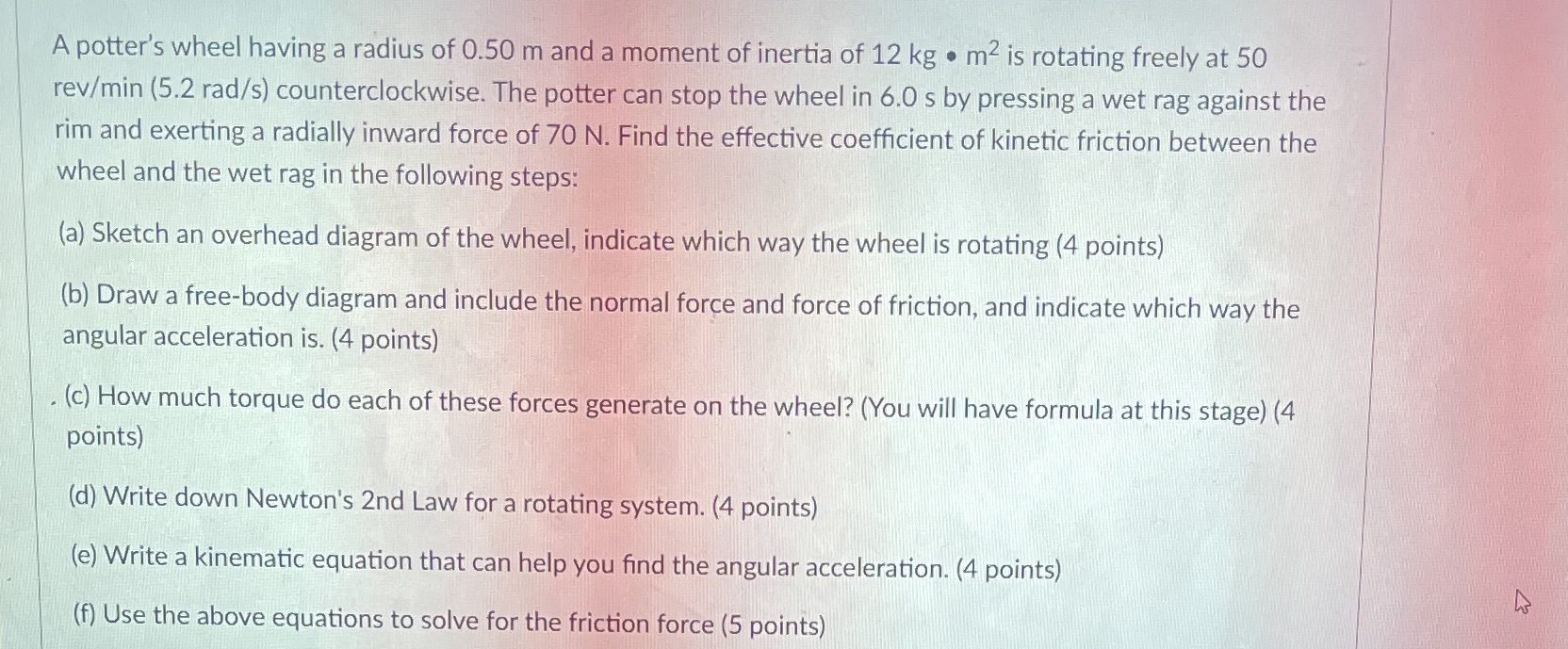 Please describe step by step for each step A potter's wheel having