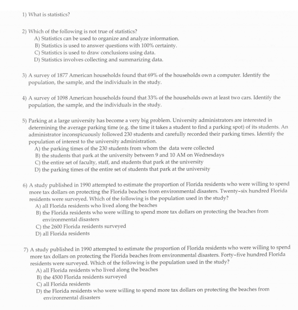 please help me to choose right answer I) What is statistics? 2)