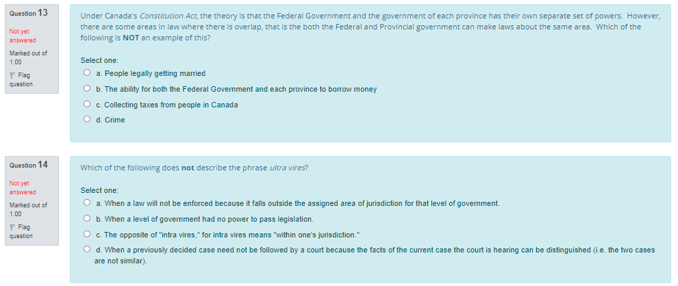 Marked out of O a. In Canada, if you want to amend